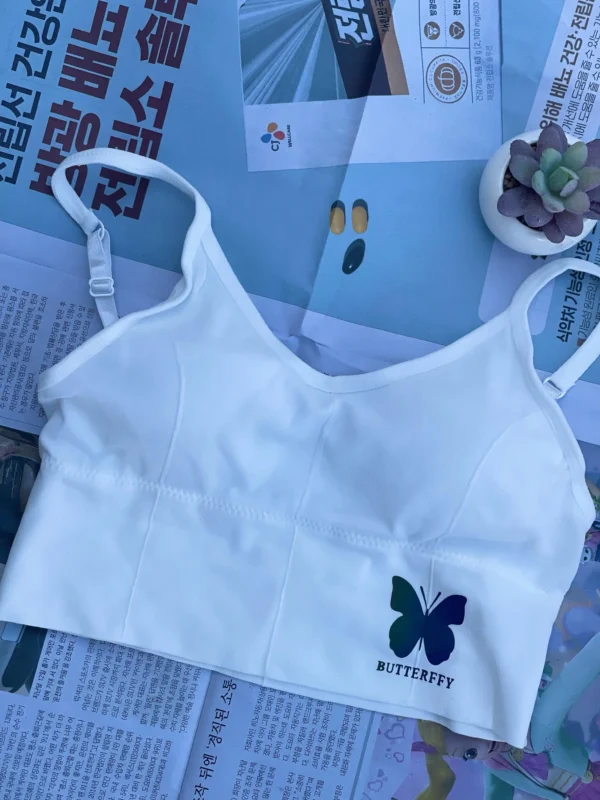 WHITE BUTTERFLY BRA/ SPORTS BRA – SMOOTH ADJUSTABLE STRAPS