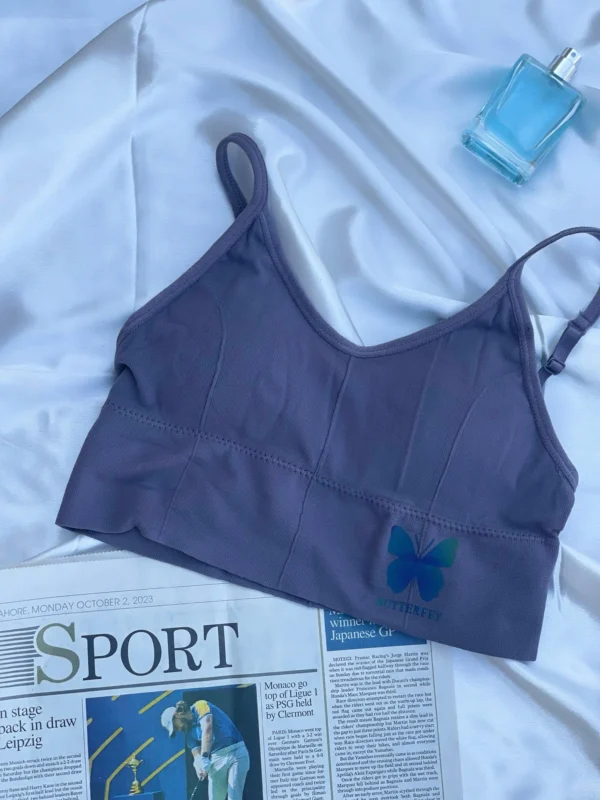 GRAY BUTTERFLY BRA/ SPORTS BRA – SMOOTH ADJUSTABLE STRAPS