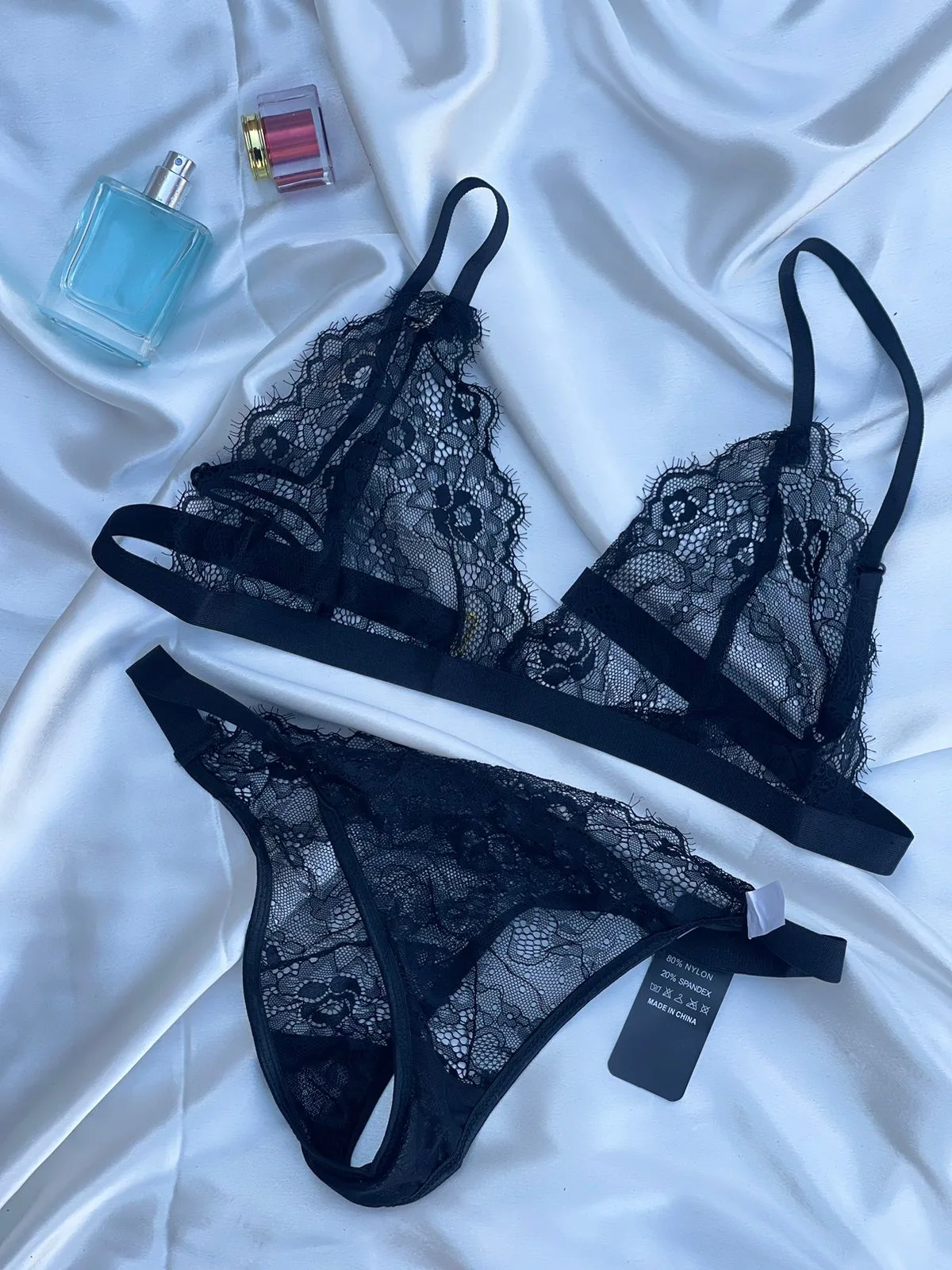 Black Net Fancy Bra Set